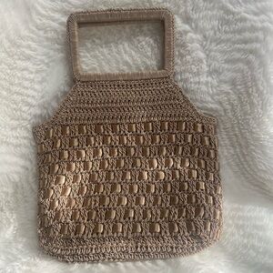 Elegant Tan Woven Tote Bag